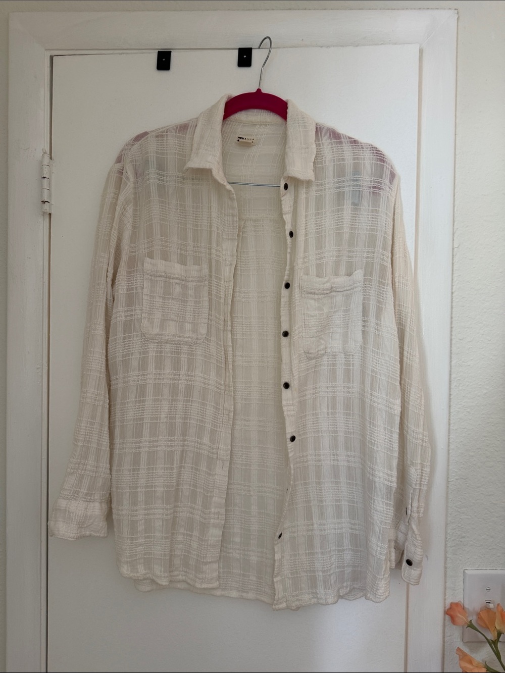 Sheer Cream Button-Up Shirt